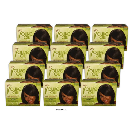 VITALE Olive Oil Sensitive Scalp No-Lye Relaxer Kit 1 Each 8 Oz (Pack of 12)