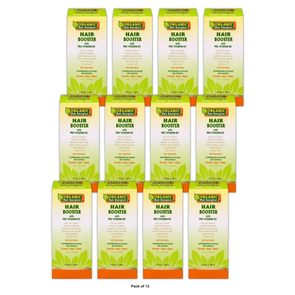 Organic Hair Energizer - Hair Booster with Pro Vitamin-B5 All Hair Type Moistu 2 Fl. Oz (Pack of 12)