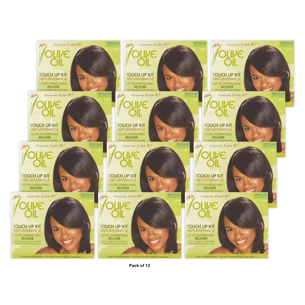 Vitale Olive Oil Touch-Up Anti-Breakage No-Lye Conditioning Relaxer Kit - Regula nan (Pack of 12)