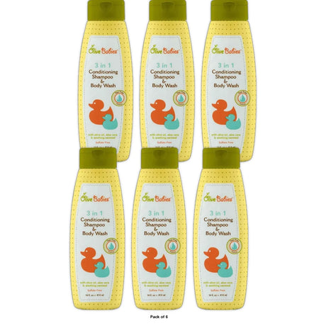 Olive Babies 3 in 1 Conditioning Shampoo and Body Wash 14 Oz 14 Fl. Oz (Pack of 6)