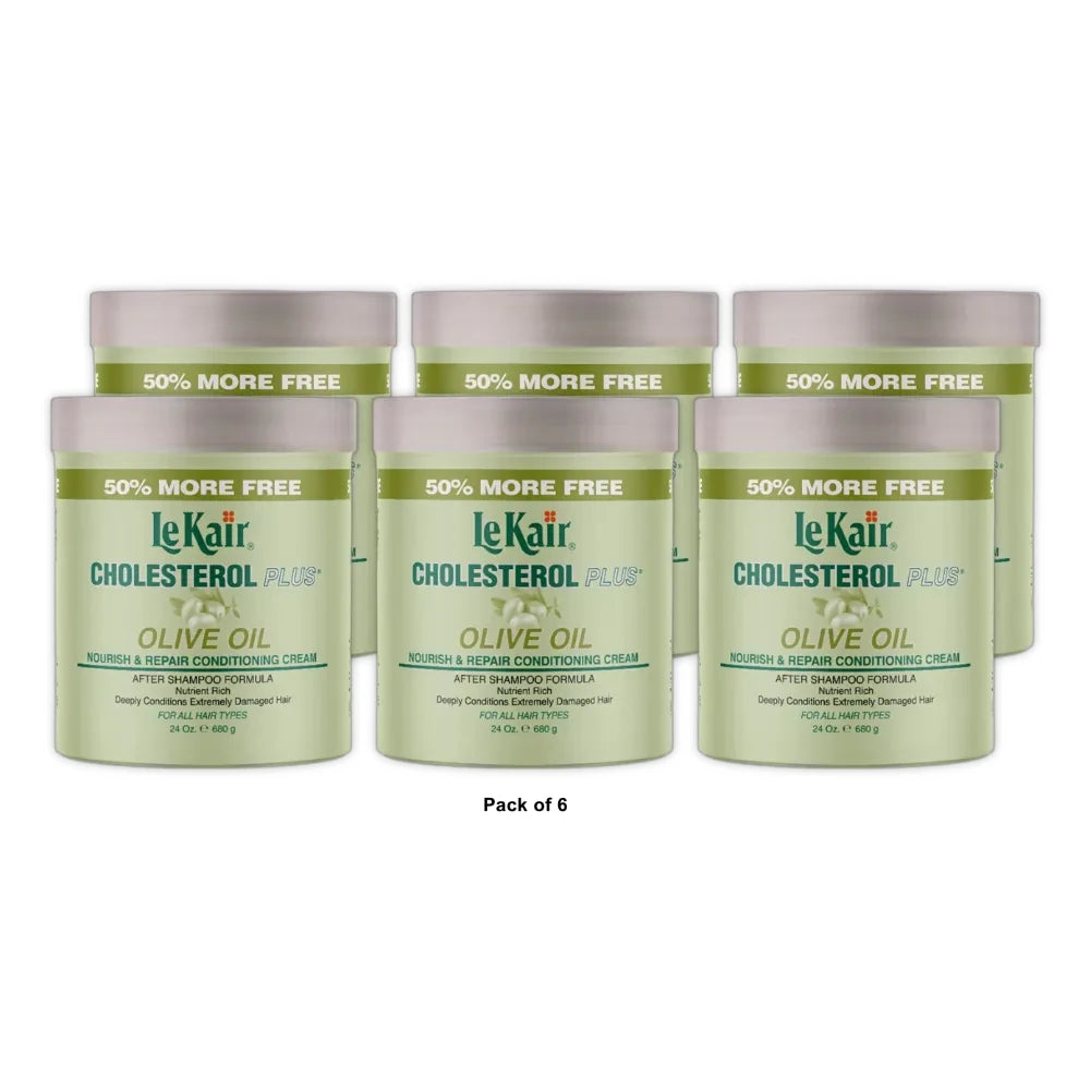 LeKair Cholesterol Plus Olive Oil Nourish And Repair Conditioning Cream 24 Oz 24 Oz (Pack of 6)