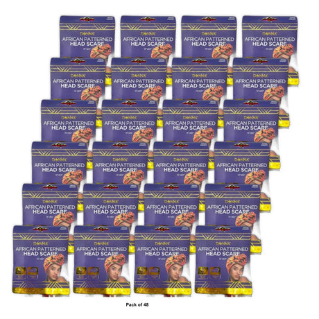 Donna African Patterned Head Scarf 13 x 60 Cotton Fabric nan (Pack of 48)