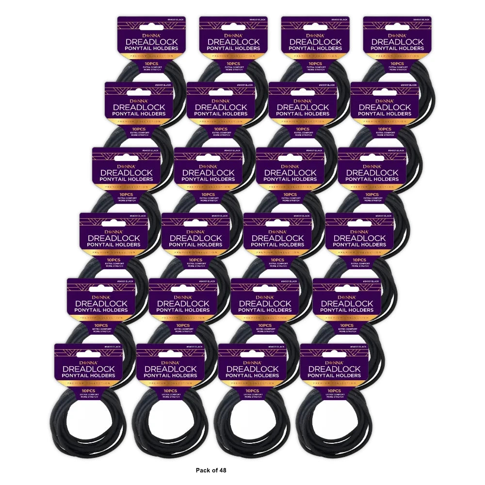 Donna Dreadlock Ponytail Holders Black Extra Comfort nan (Pack of 48)