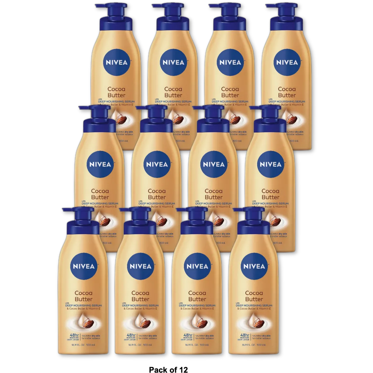 Nivea Body Cocoa Butter Body Lotion Formulated To Nourish Dry Skin16.9Oz (Pack of 12)