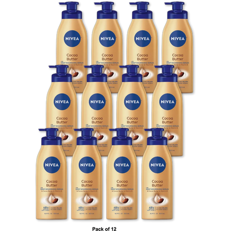 Nivea Body Cocoa Butter Body Lotion Formulated To Nourish Dry Skin16.9Oz (Pack of 12)