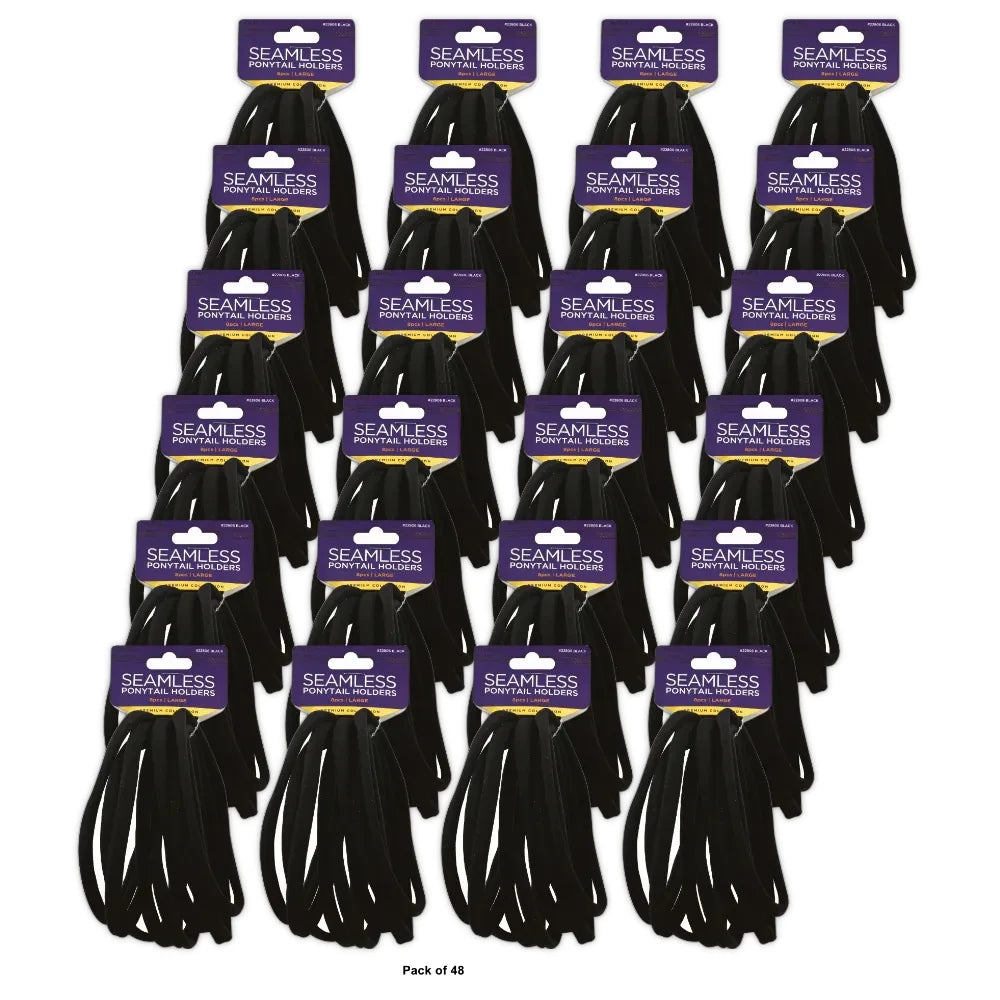 Donna Black Seamless Large Ponytail Holders 8 Each nan (Pack of 48)