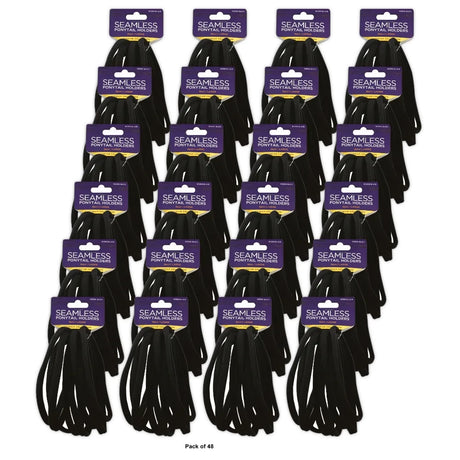 Donna Black Seamless Large Ponytail Holders 8 Each nan (Pack of 48)