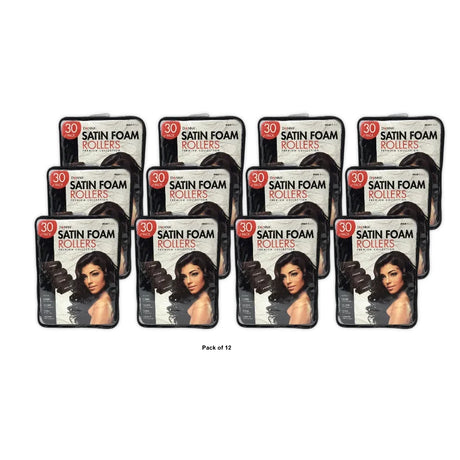 Donna Black Satin Foam Rollers/curlers - Premium Collection - 30 Pack nan (Pack of 12)
