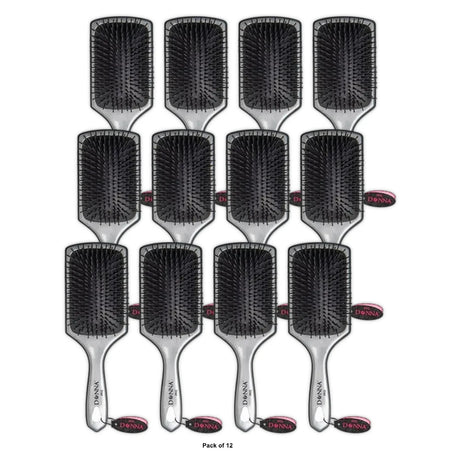 Donna Collection Small Metallic Silver Paddle Hair Brush Black 1 Ea 6 Pack nan (Pack of 12)