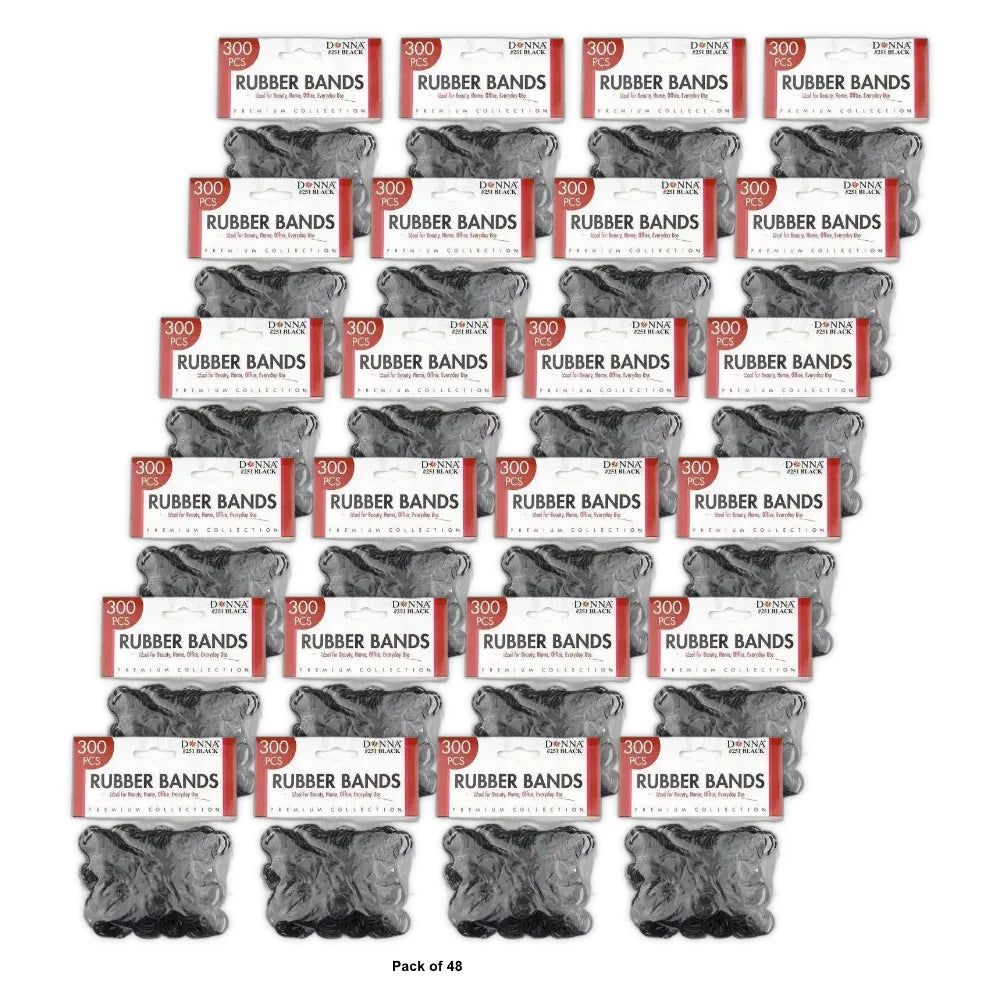 Donna Hair Rubber Bands 250 ct Black nan (Pack of 48)
