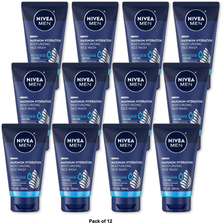 Nivea For Men Double Action Moisture Rich Face Wash Vitamin Enriched 5Oz (Pack of 12)