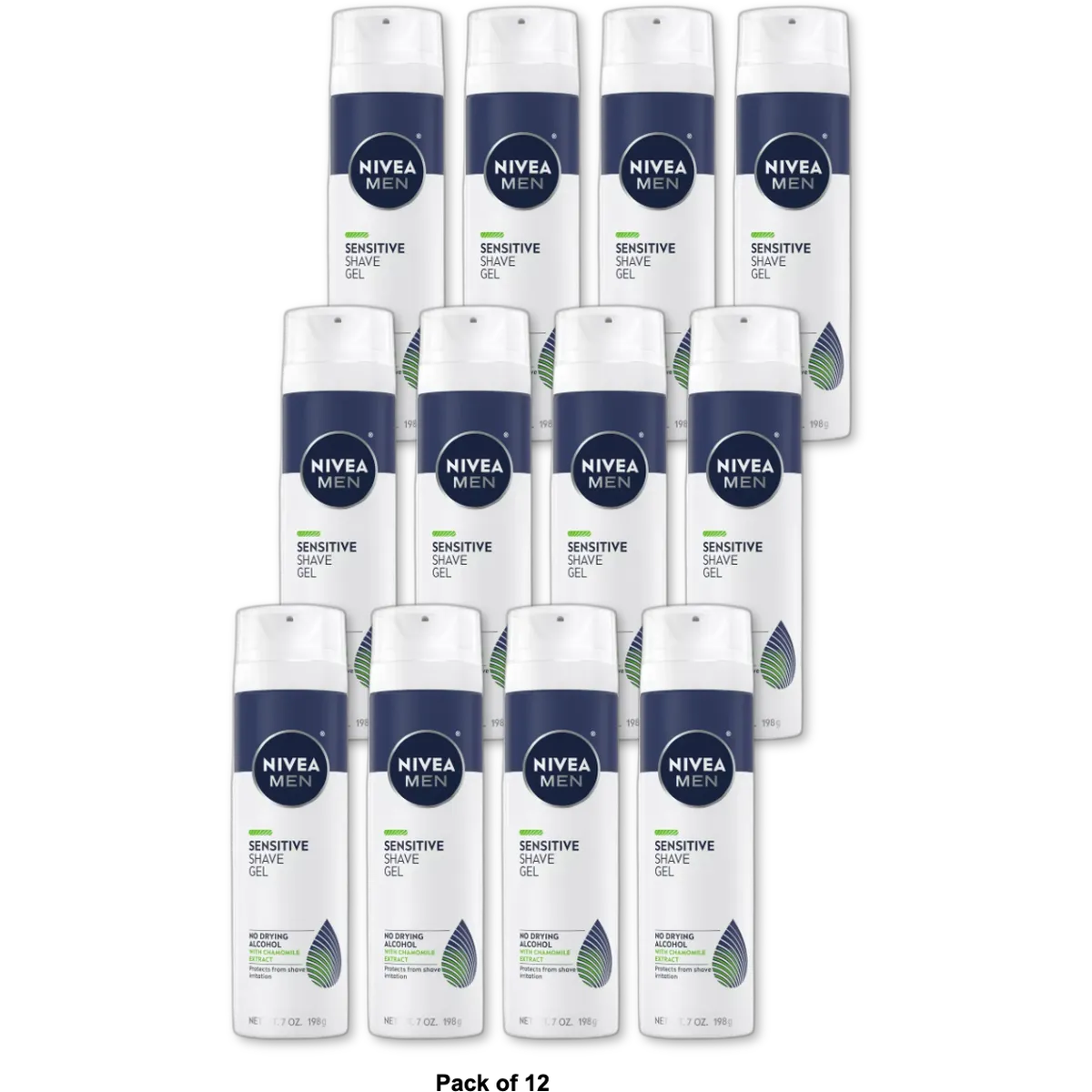 Nivea For Men Shaving Gel Sensitive 7Oz (Pack of 12)