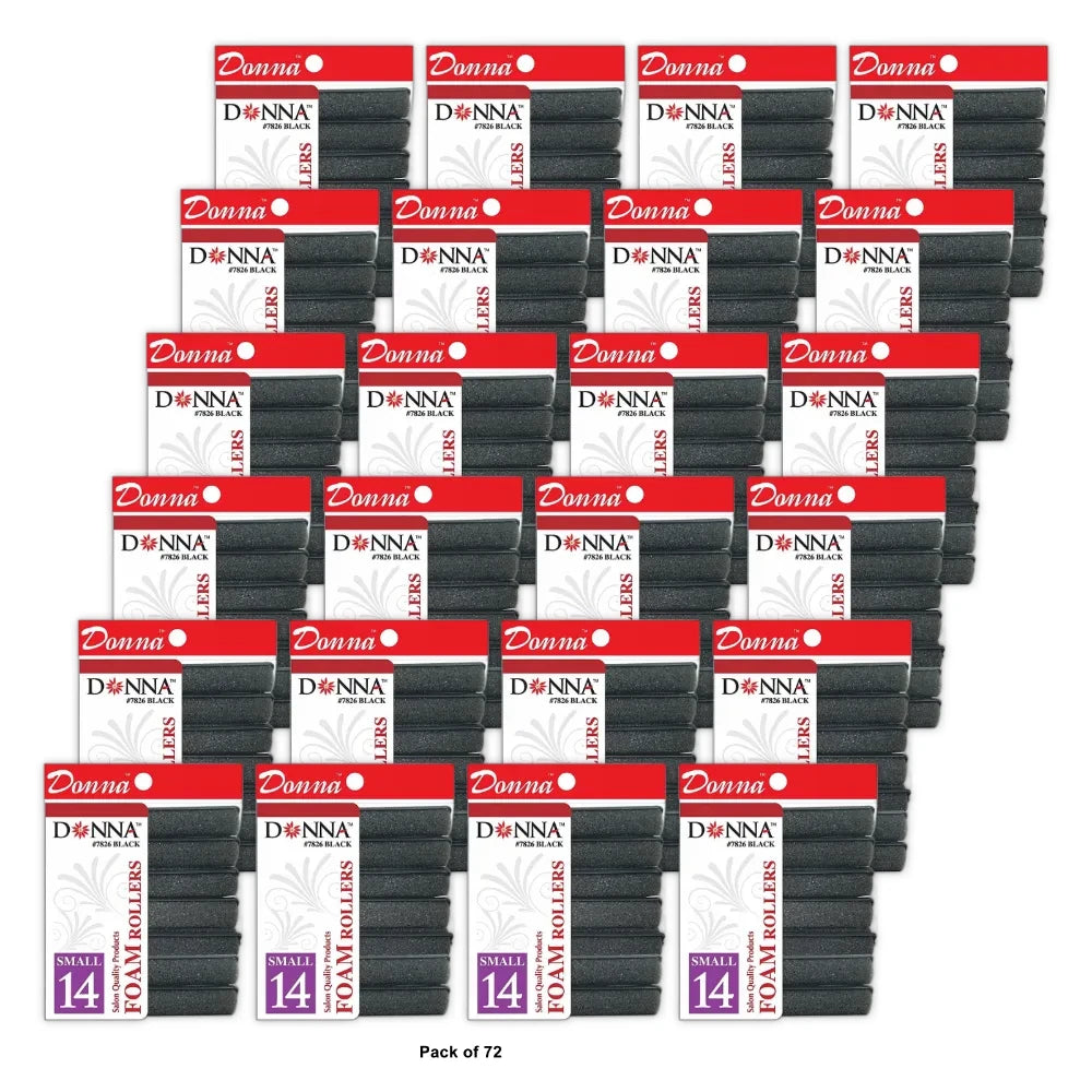 Lot of 84 Donna Collection Foam Hair Rollers (#7826) - Small (5/8") - Black nan (Pack of 72)