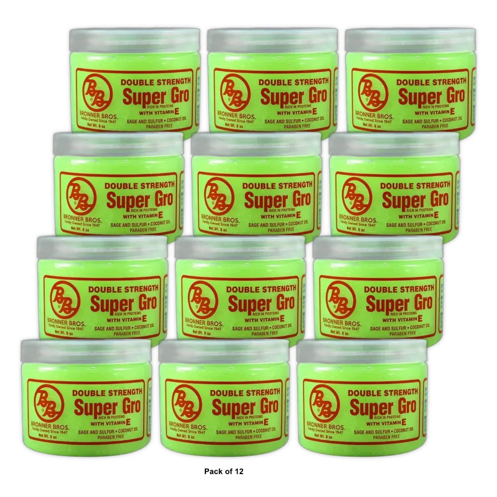 Bronner Brothers Double Strength Super Gro Treatment with Vitamin E 6 oz 6 Oz (Pack of 12)