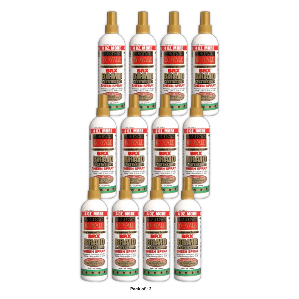 African Royale BRX Braid and Extensions Moisturizing Sheen Hair Spray  12 fl oz 12 Fl. Oz (Pack of 12)