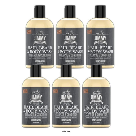 Uncle Jimmy Hair  Beard & Body Wash 12 oz 12 Fl. Oz (Pack of 6)
