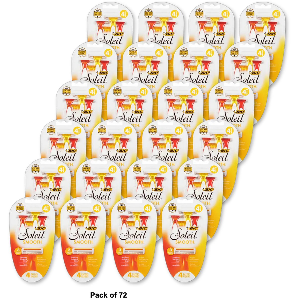 Bic Soleil Sensitive Skin Triple Blade Disposable Razor For Women 4.96Oz (Pack of 72)