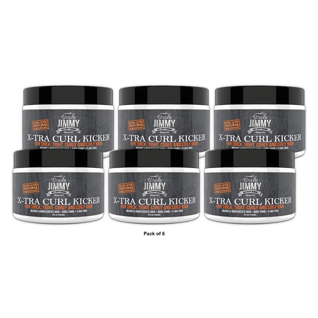 Uncle Jimmy X-TRA Curl-Kicker For Thick  Frizzy  Wavy  Tight  Curly and Coily Ha 8 Fl. Oz (Pack of 6)