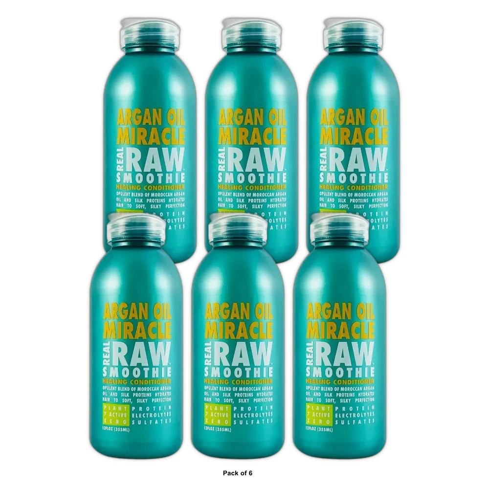 Real Raw Shampoothie Argan Oil Miracle Healing Conditioner 12 Ounce 12.5 Fl. Oz (Pack of 6)