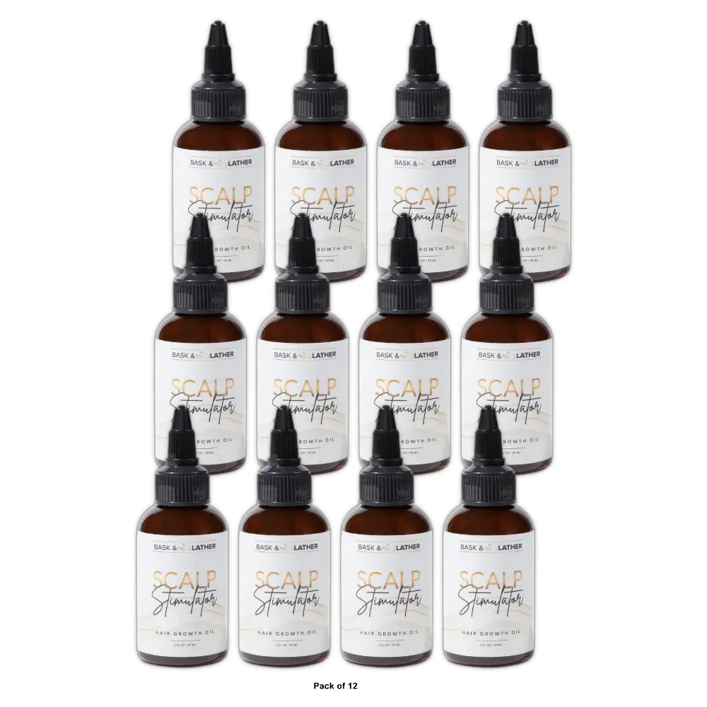 BASK & LATHER Scalp Stimulator Hair Growth Oil  Cold Pressed Oils Including Mint 2 Fl. Oz (Pack of 12)