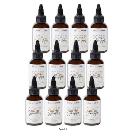 BASK & LATHER Scalp Stimulator Hair Growth Oil  Cold Pressed Oils Including Mint 2 Fl. Oz (Pack of 12)