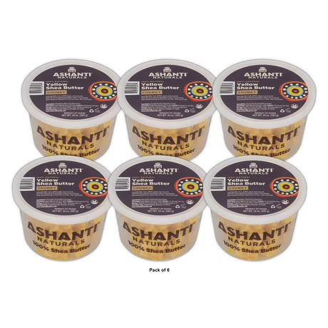 Ashanti Naturals Yellow Raw Chunky Shea Butter - 10 oz 10 Oz (Pack of 6)