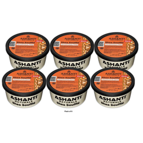 Ashanti Naturals Shea Souffle - Whipped Shea Butter Cream with Coconut and Almon 8 Oz (Pack of 6)