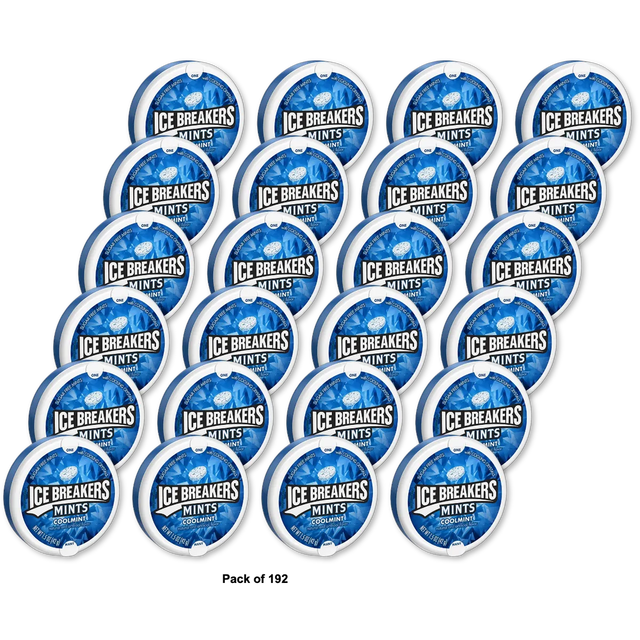 Ice Breakers Sugar Free Mints Coolmint Containers 1.5Oz (Pack of 192)