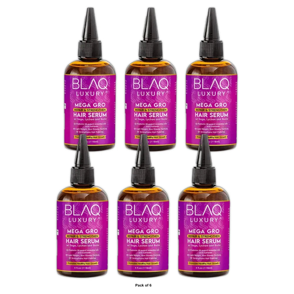 Blaq Luxury Sage & Lychee Mega Gro Repair and Strengthen Hair Serum  4 Oz 4 Fl. Oz (Pack of 6)