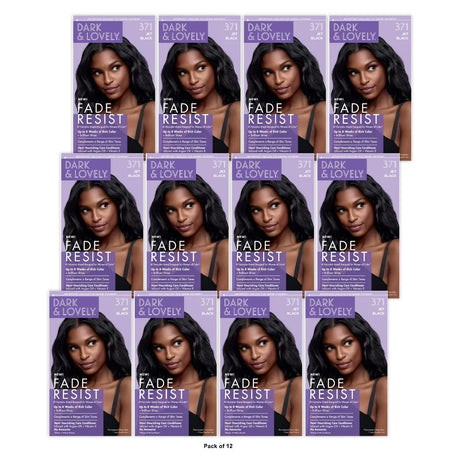 Dark and Lovely Fade Resist Permanent Hair Color - 371 Jet Black nan (Pack of 12)