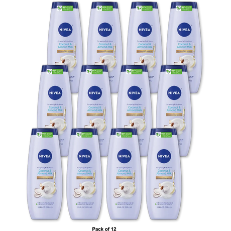 Nivea Coconut and Almond Milk Pampering Body Wash for Dry Skin 20Oz (Pack of 12)