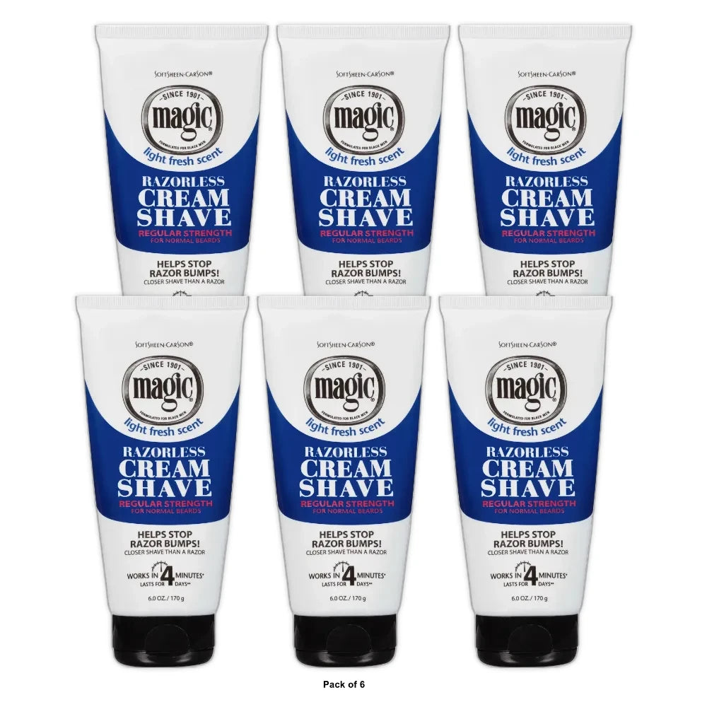 Magic Shave Hair Removal Cream  Regular Strength Depilatory Coarse Hair  6 oz. 6 Oz (Pack of 6)