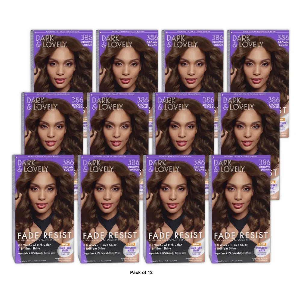 Dark and Lovely Fade Resist Permanet Hair Color Unisex  386 Brown Sugar nan (Pack of 12)