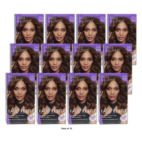 Dark and Lovely Fade Resist Permanet Hair Color Unisex  386 Brown Sugar nan (Pack of 12)