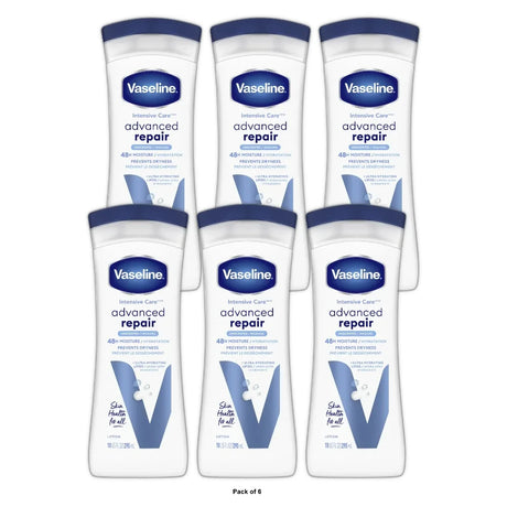 Vaseline Intensive Care Body Lotion for Dry Skin Advanced Repair Unscented Lotio 10 Oz (Pack of 6)