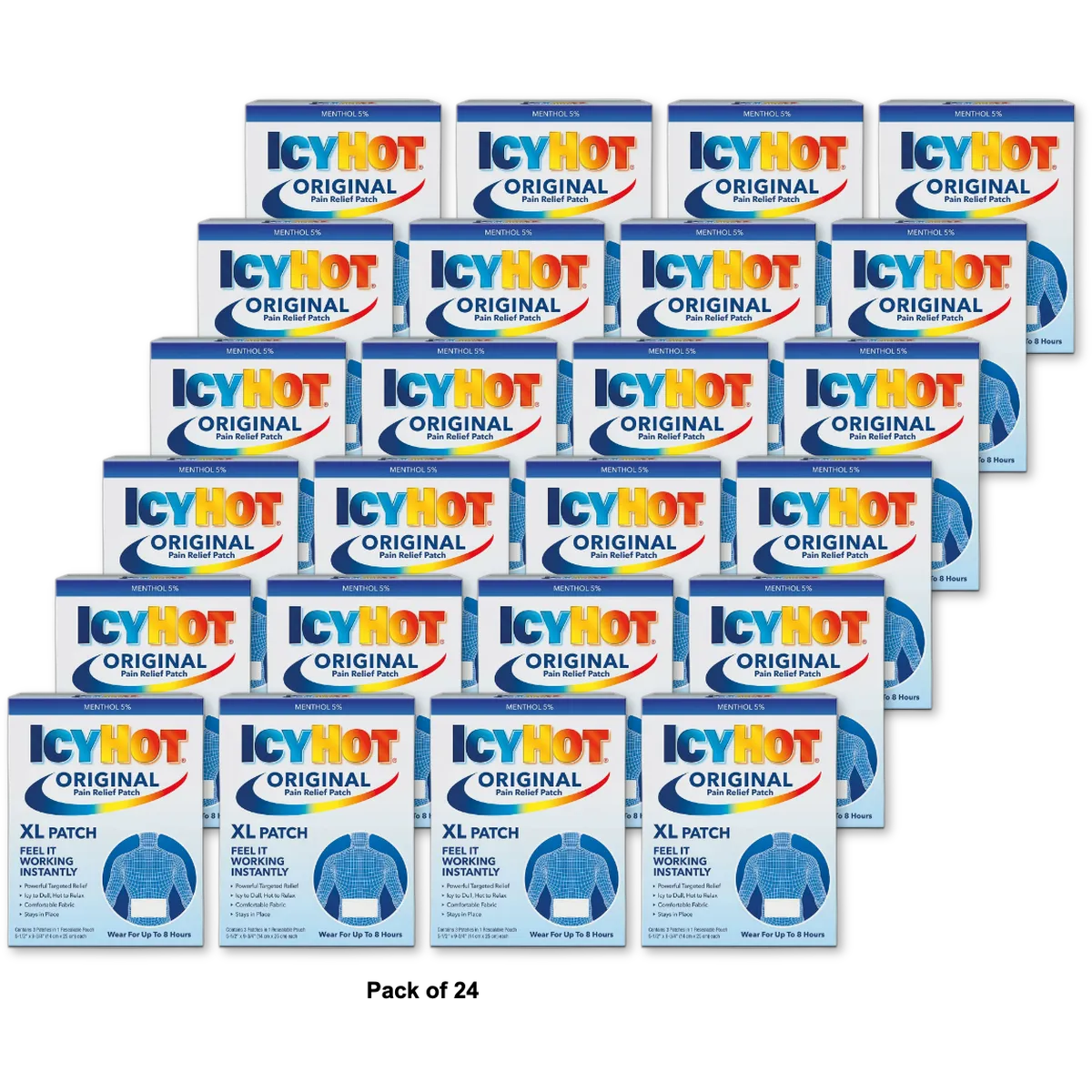 Icy Hot Original XL Pain Relief Patch 0.9Oz (Pack of 24)