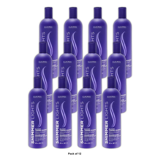 Clairol Professional Shimmer Lights Blonde Toning Shampoo - 16 fl oz 16 Fl.Oz (Pack of 12)