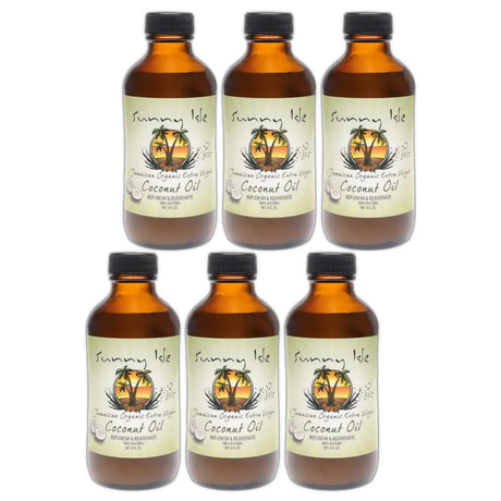 Sunny Isle Jamaican Organic Extra Virgin Coconut Oil 4 Fl. Oz (Pack of 6)