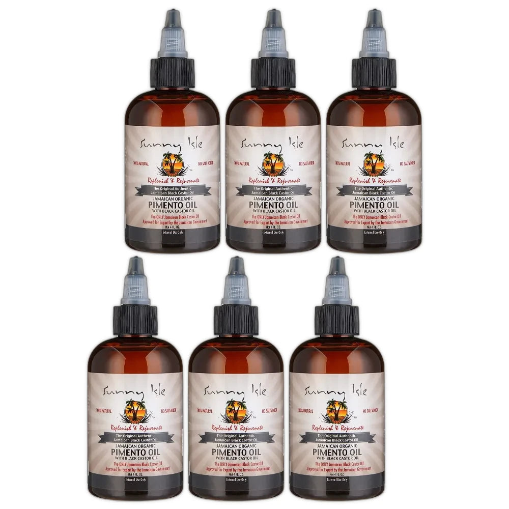 Sunny Isle Jamaican Organic Pimento with Black Castor Oil 4 Fl. Oz (Pack of 6)