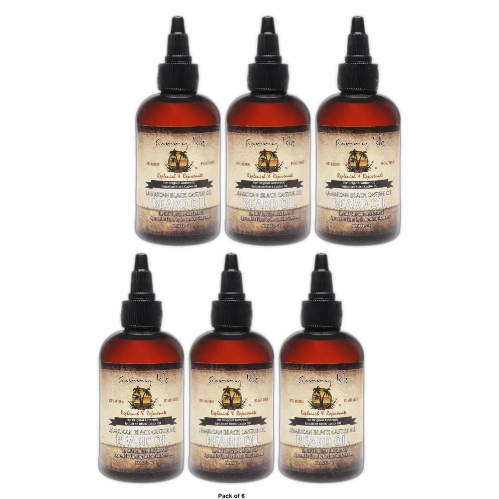 Sunny Isle Jamaican Black Castor Oil Beard Oil, 4 Fl. Oz (Pack of 6)