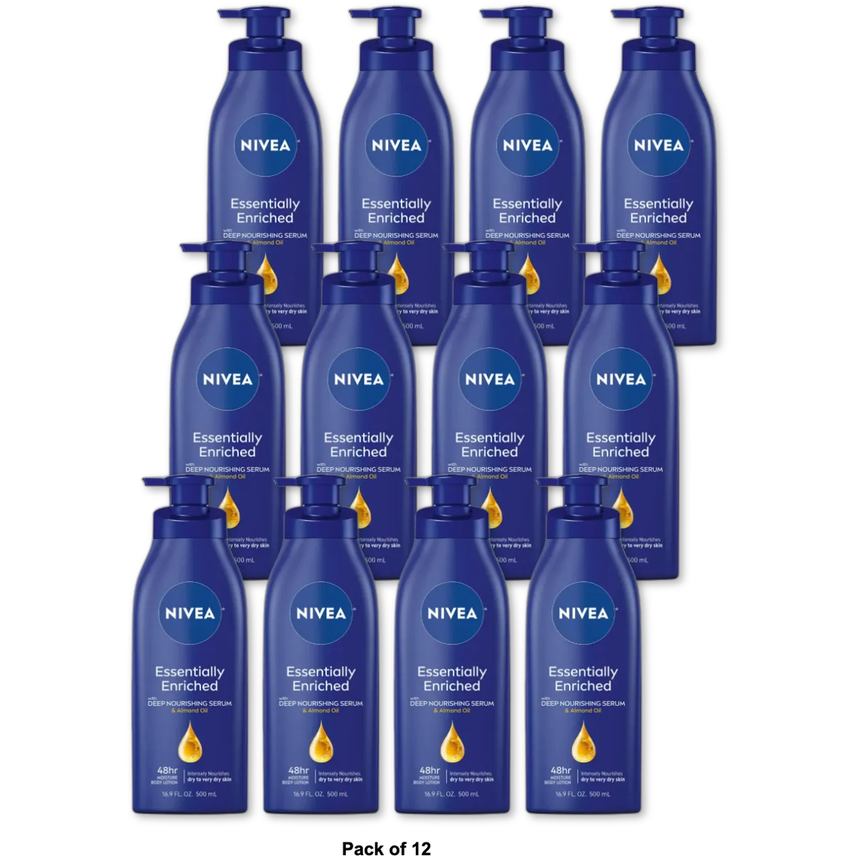 Nivea Essentially Enriched Body Lotion Dry To Very Dry Skin 16.9Oz (Pack of 12)