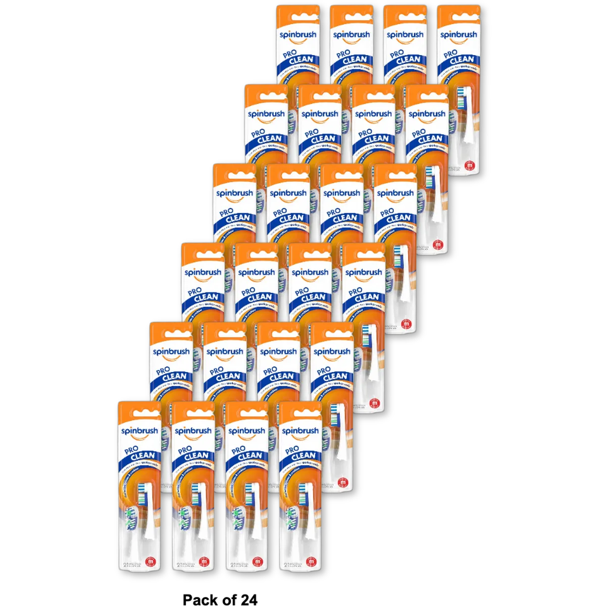 Arm & Hammer Spinbrush Pro Series Daily Clean Battery Toothbrush Refills Medium0.96Oz (Pack of 24)