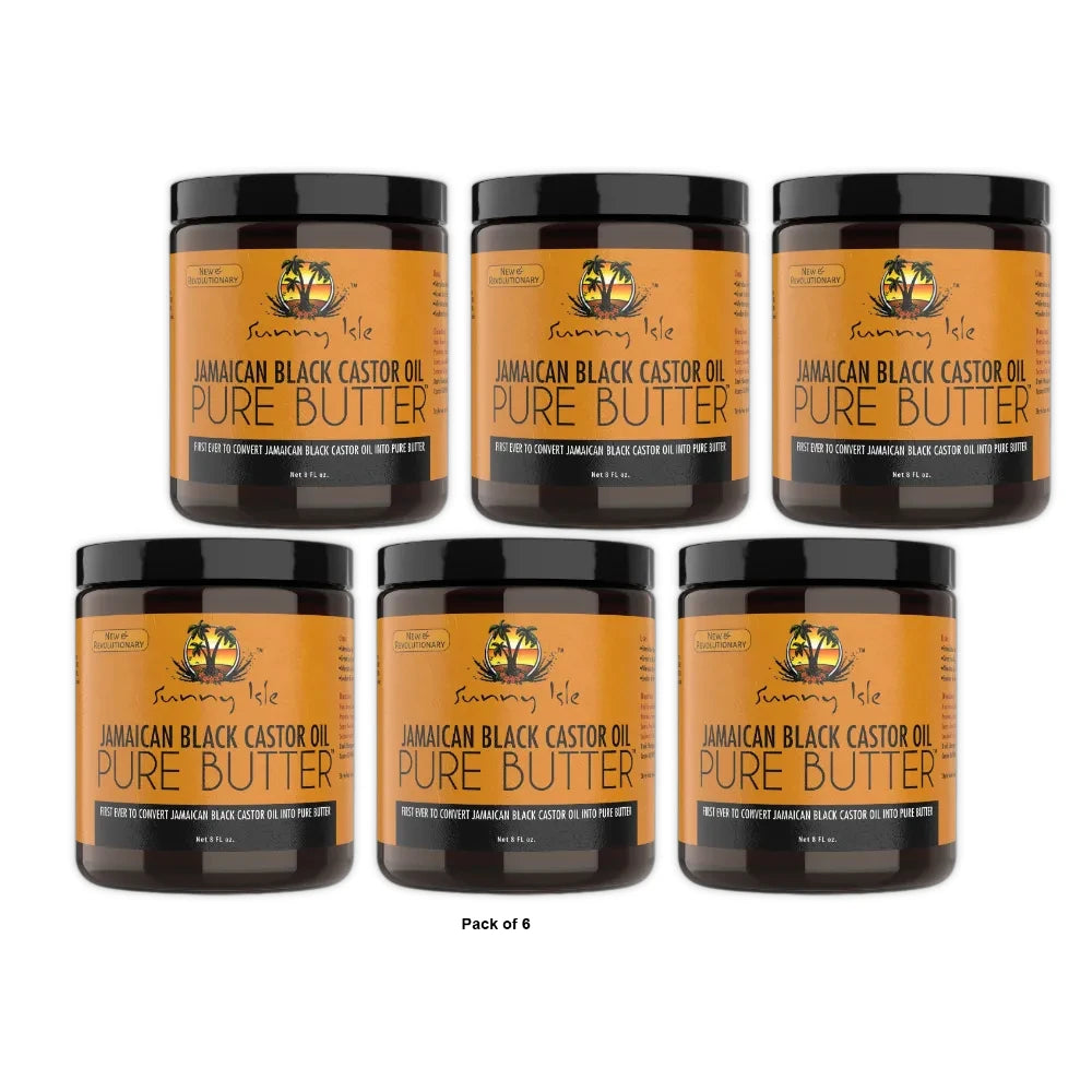 Sunny Isle Black Castor Oil Pure Butter (Original) 8oz (Pack of 6)