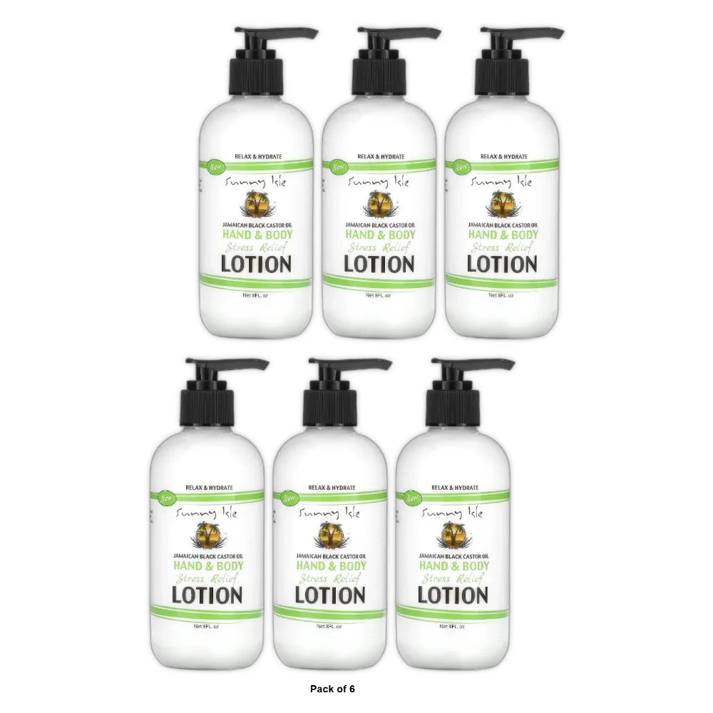 Sunny Isle Jamaican Black Castor Oil Hand & Body Stress Relief Lotion 8 Fl. Oz (Pack of 6)