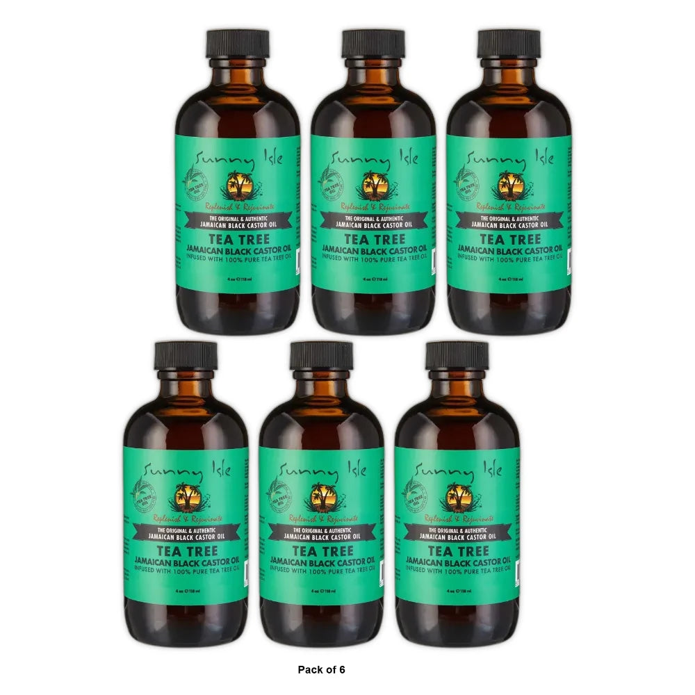 Sunny Isle Jamaican Black Castor Oil with Tea Tree Oil 4oz(Pack of 6)