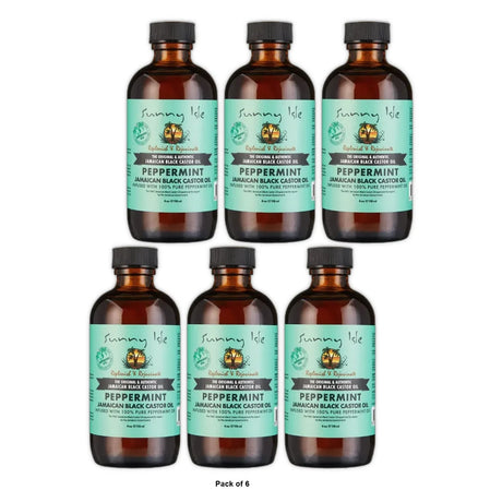 Sunny Isle Jamaican Black Castor Oil with Peppermint 4oz (Pack of 6)
