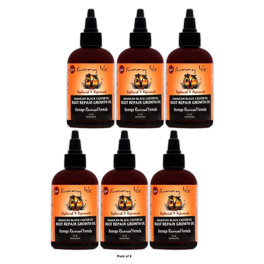 Sunny Isle Jameican Black Castor Oil Root Repair Growth Oil 4 Fl. Oz(Pack of 6)