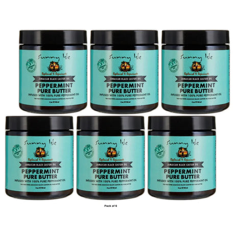 Sunny Isle Jamaican Black Castor Oil Pure Butter infused with Peppermint Oil 4 Oz (Pack of 6)