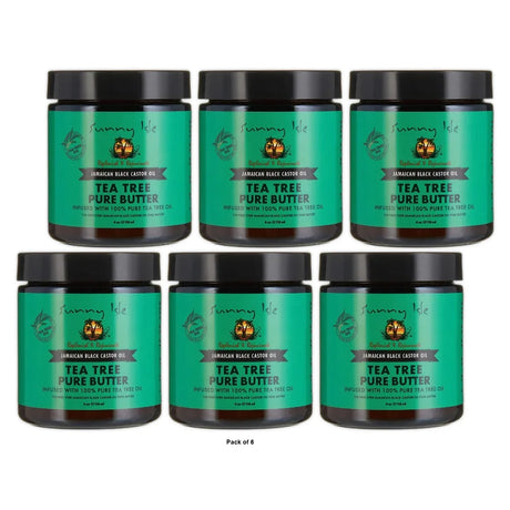 Sunny Isle Jamaican Black Castor Oil Pure Butter infused with Tea Tree Oil 4 Oz (Pack of 6)