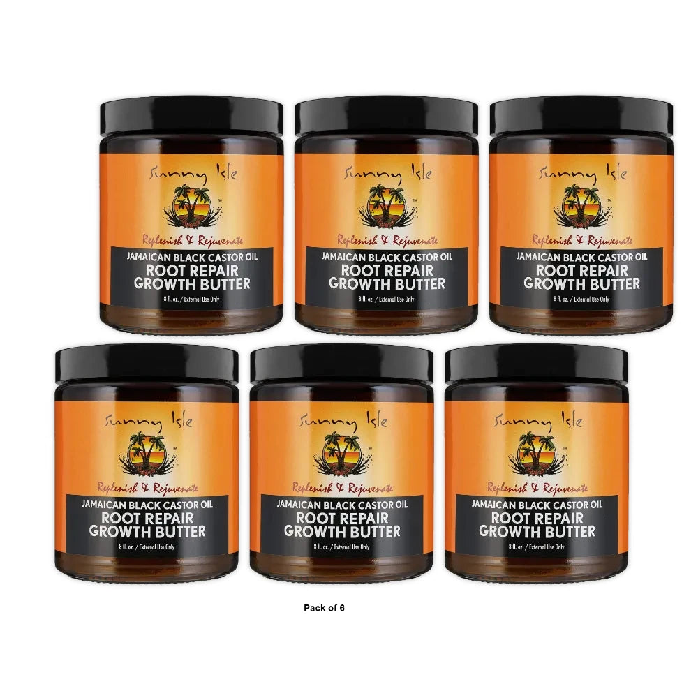 Sunny Isle Jamaican Black Castor Oil Root Repair Growth Butter - 8 oz (Pack of 6)